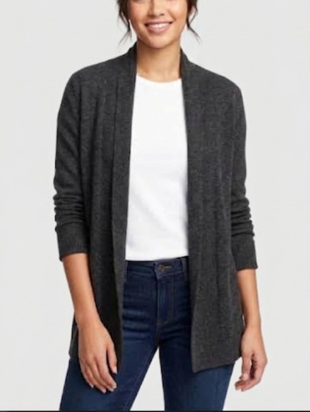 346 Brooks Brothers Charcoal Merino Wool Open-Front Cardigan Size XS